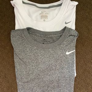 Grey and White Nike Dri-Fit T-Shirts